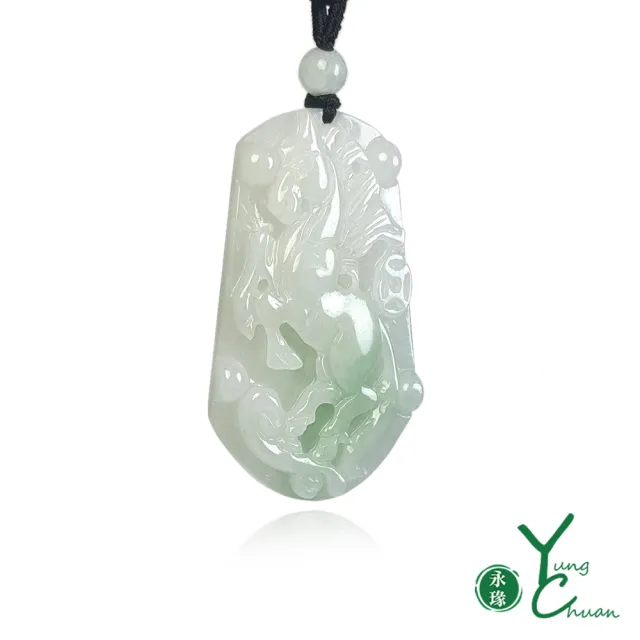 【YC 寶石】A貨翡翠芙蓉種富貴顯榮寶馬牌項鍊(2277)