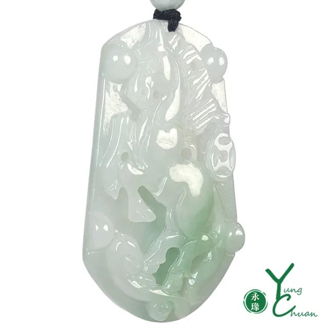 【YC 寶石】A貨翡翠芙蓉種富貴顯榮寶馬牌項鍊(2277)
