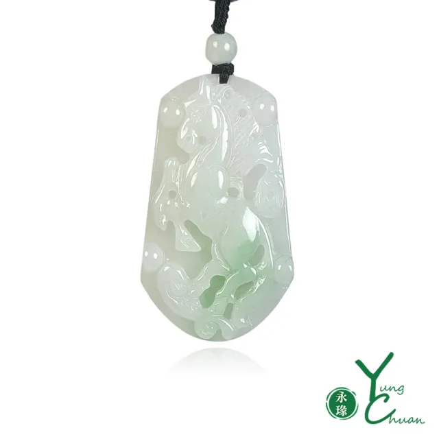 【YC 寶石】A貨翡翠芙蓉種富貴顯榮寶馬牌項鍊(2277)
