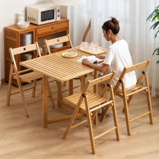 【HappyLife】楠竹免安裝折疊餐桌 80公分 Y11294(工作桌 辦公桌 木桌 餐桌 桌子 摺疊桌 電腦桌 書桌)