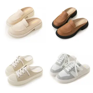 【amai】百搭休閒穆勒鞋 休閒鞋 餅乾鞋 穆勒鞋 低跟鞋 懶人鞋 半拖鞋 大尺碼(A、B、C款)