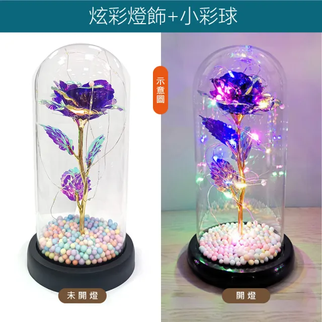 【VENCEDOR】玻璃罩玫瑰花 擺飾(玫瑰花束 情人節花束 畢業禮物 生日花束-2入)