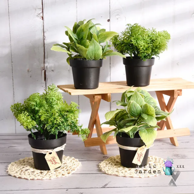 【Meric Garden】創意北歐仿真療癒小綠植盆栽/桌面裝飾擺設_2款一組(假綠植物 療癒小物 假花盆栽)