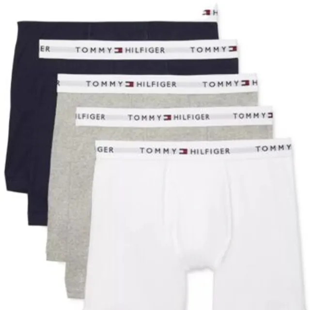 【Tommy Hilfiger】男士內褲 5件組 純棉 平口四角內褲 貼身版型(平輸品)