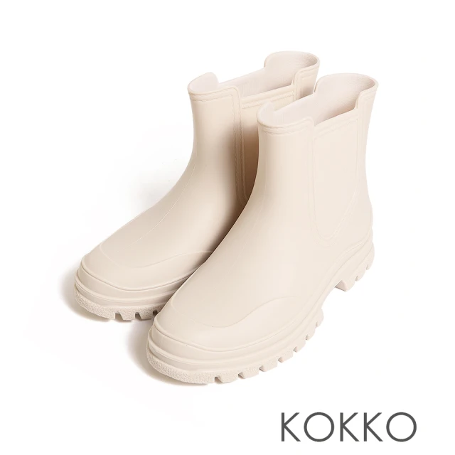 【KOKKO 集團】晴雨兩穿質感霧面短筒雨靴(白色)