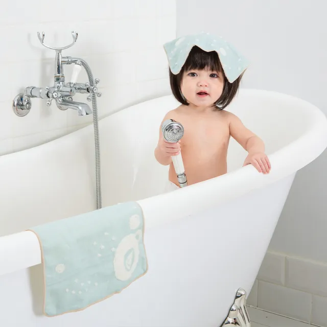 【Gift DollBao】いまばり日本今治毛巾系列-洗臉洗澡拍嗝巾_小方巾版2入組(經典泡泡_雙面寶寶紗布巾)