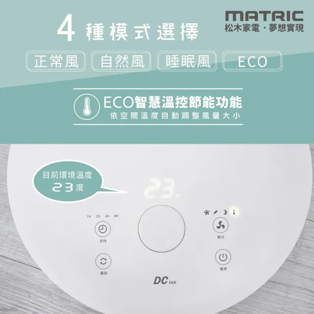 【MATRIC 松木】16吋DC機能美型直流循環立扇MG-DF1610R(可180度往上吹)