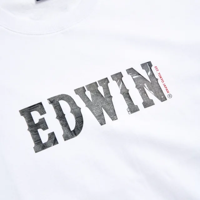 【EDWIN】男裝 電路LOGO印花短袖T恤(白色)