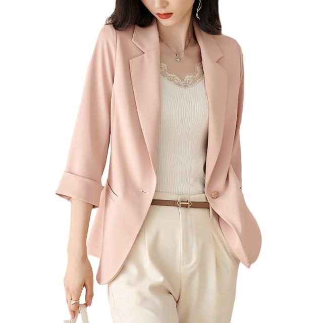 【初色】休閒小個子西服百搭純色防曬空調中長外套-共5色-67140(M-2XL可選)