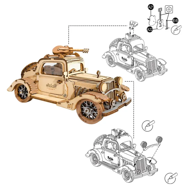 【Robotime】若態 老爺車 TG504(立體拼圖 汽車 汽車模型 組裝模型 拼圖 聖誕禮物 益智拼圖)