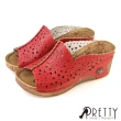 【Pretty】女 厚底 楔型 拖鞋 輕量 防水台(紅色、白色、黑色)