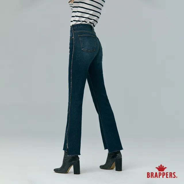 【BRAPPERS】女款 環保再生棉系列-中腰彈性九分喇叭褲(深藍)
