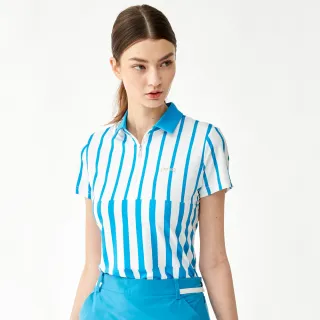 【PING】女款直條短袖POLO衫-藍(吸濕排汗/GOLF/高爾夫球衫/RA23108-56)