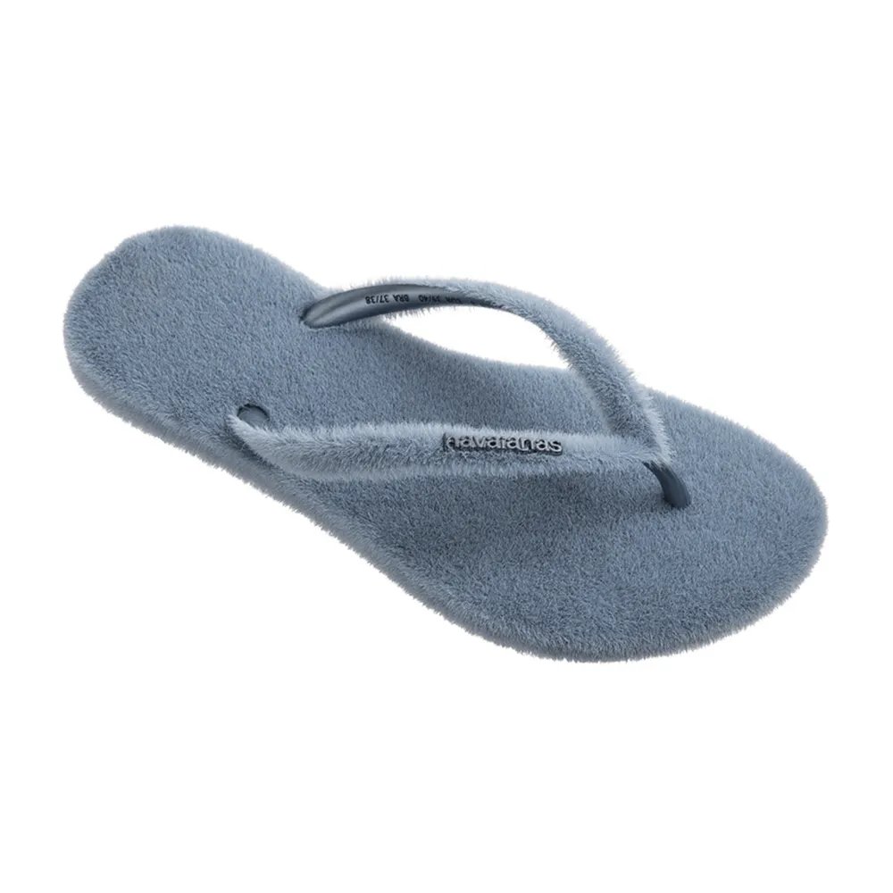 【havaianas 哈瓦仕】拖鞋 女鞋 夾腳拖 Slim Plush 藍色 4148211-1804W(哈瓦士)