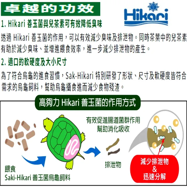【HIKARI 高夠力】善玉菌烏龜飼料 L顆粒390g善玉茵及兒茶素配方減少汙染(適用底棲型烏龜沉水性 20547)