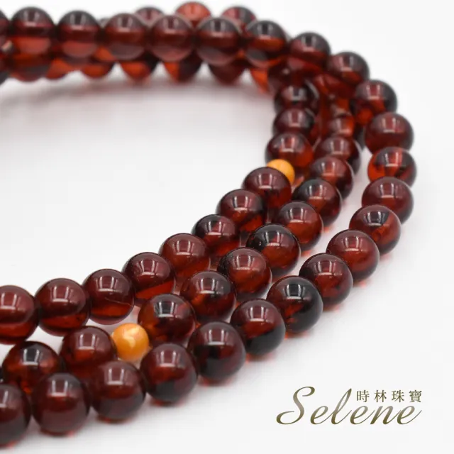【Selene】琥珀血珀深棕色108顆手鍊念珠#3(琥珀 6-6.5mm)
