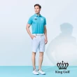【KING GOLF】速達-網路獨賣款-男款美式印花數字刺繡涼感素面短袖POLO衫/高爾夫球衫(藍色)