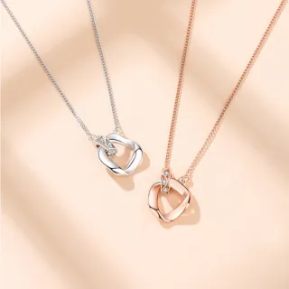 【VERDNIA】925純銀奢華時尚優雅百搭純銀項鍊 三角莫比烏斯雙圈微鑲鑽(玫瑰金)