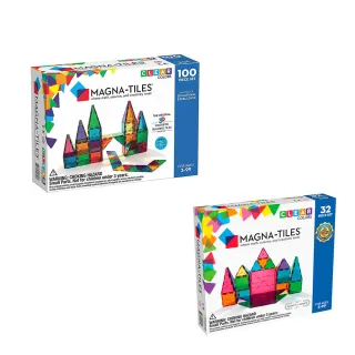 【Magna-Tiles】彩色透光磁力積木32片+100片(會透光的彩色積木)