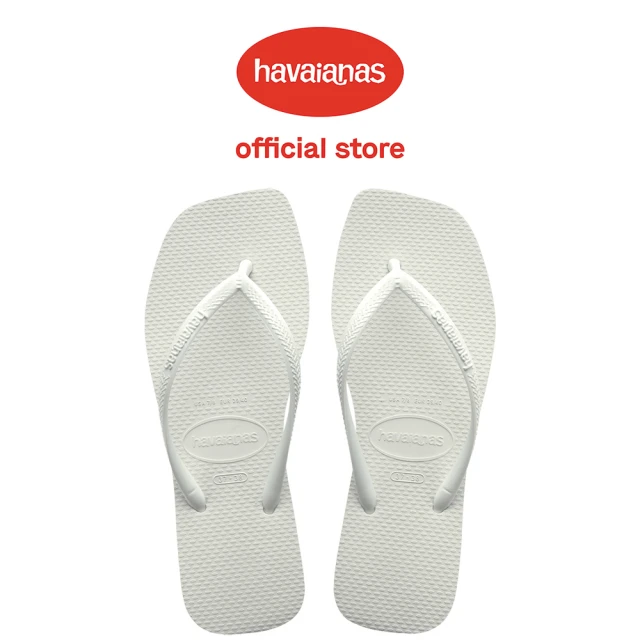 【havaianas 哈瓦仕】拖鞋 女鞋 夾腳拖 方形  Slim Square 白色 4148301-0001W(哈瓦士)