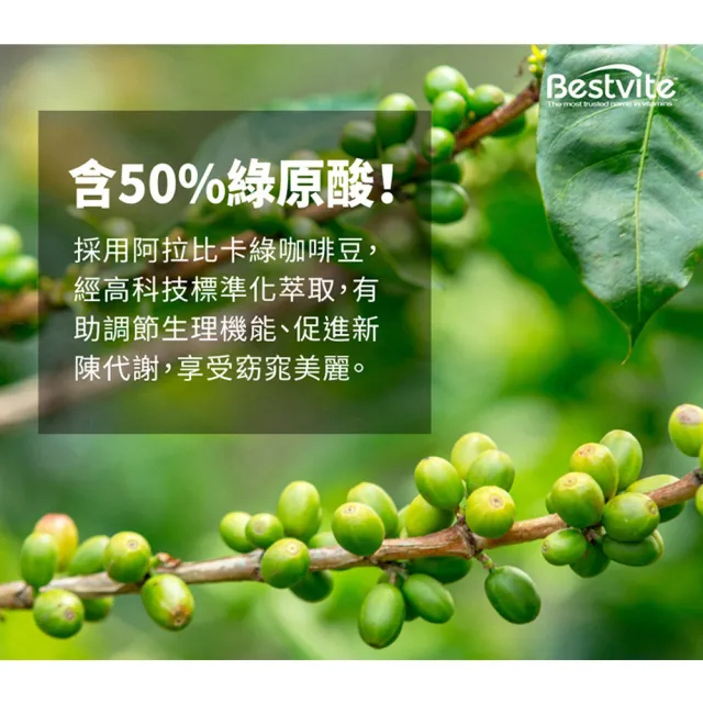 【Bestvite 必賜力】綠咖啡精華膠囊x2瓶(60顆/瓶)
