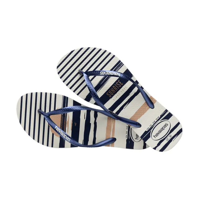 【havaianas 哈瓦仕】拖鞋 女鞋 夾腳拖 航海 地圖 Slim Nautical 白色 4137125-5035W(哈瓦士)