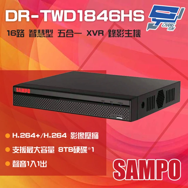 【SAMPO 聲寶】DR-TWD1846HS 16路 1080P 智慧型 五合一 XVR 錄影主機 昌運監視器