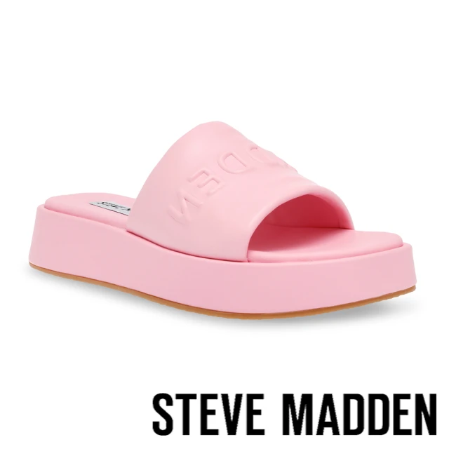 steve madden BEWILD 品牌壓字鬆糕厚底拖鞋(粉色)