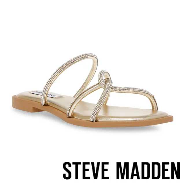 【STEVE MADDEN】ATTAGIRL-R 繞結細帶平底涼拖鞋(金色)