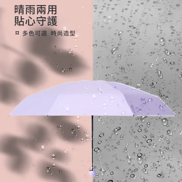 【Mass】UPF50+晴雨兩用迷你黑膠防曬雨傘 五折便攜抗UV摺疊傘(贈收納盒)