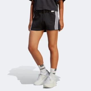 【adidas 愛迪達】W FI 3S Short 女 短褲 運動 休閒 舒適 棉質 中腰 日常 穿搭 黑(HT4712)