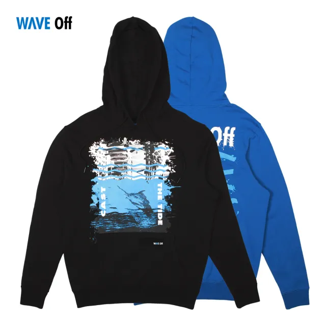 【WAVE OFF】旗魚帽T-黑 共2色(現貨商品   連帽上衣 純棉帽T 帽T 連帽上衣 長袖帽T)