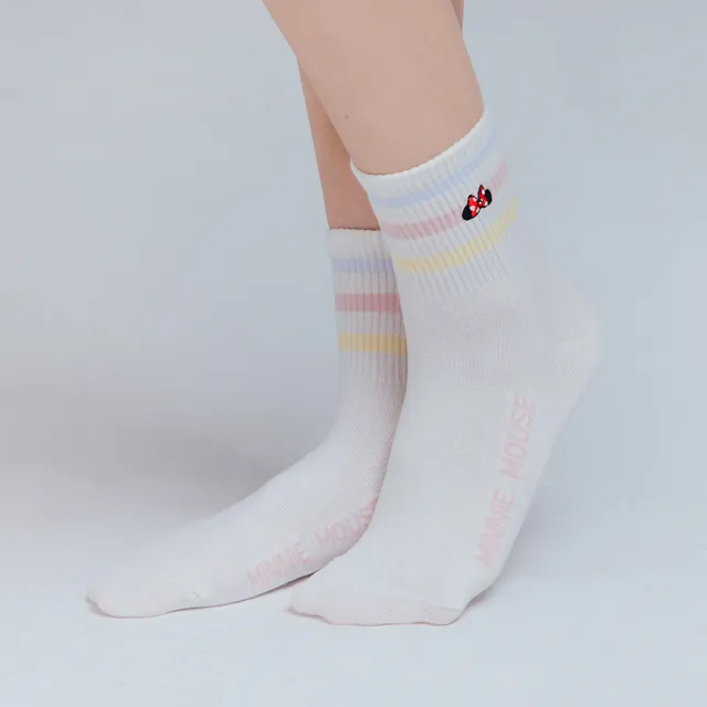 【ChanChou 展舟】4雙組 迪士尼 米奇 米妮 刺繡中統襪-11(獨家授權 /品質保證/棉襪)