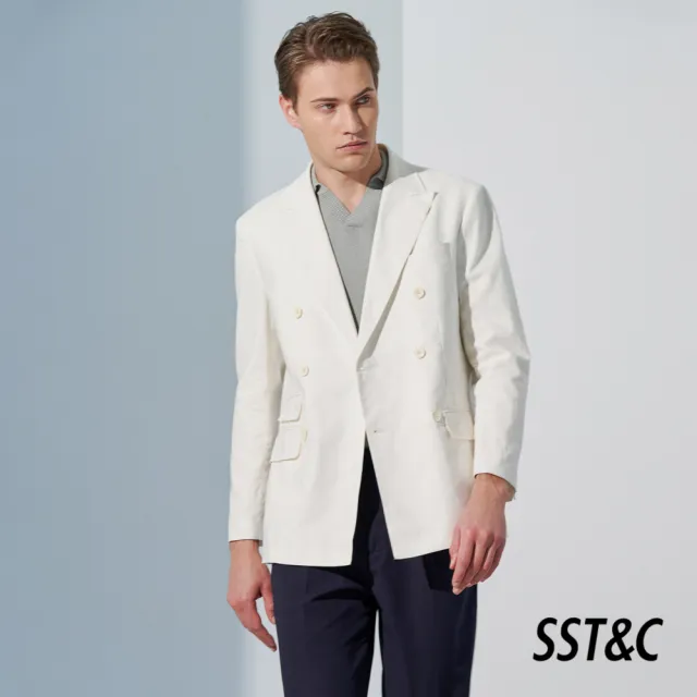 【SST&C 最後55折】米白色雙排扣休閒西裝外套0612303007