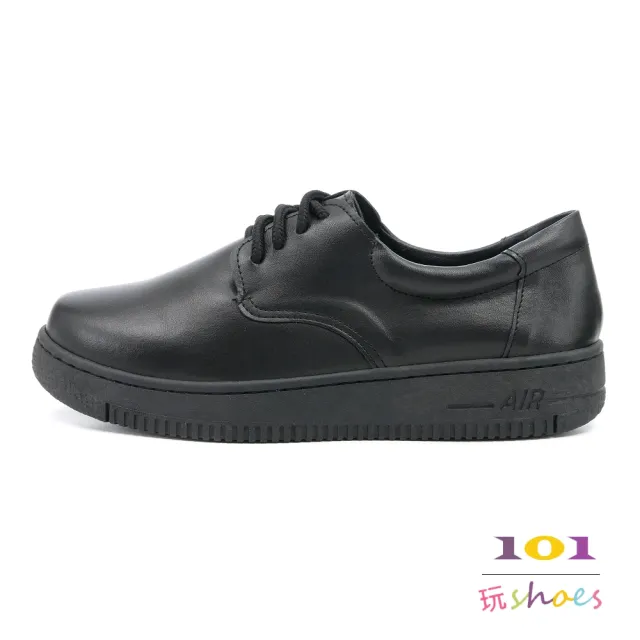 【101 玩Shoes】mit.英倫學院風格綁帶厚底學生鞋黑色皮鞋(黑色/黑亮色 36-40碼)