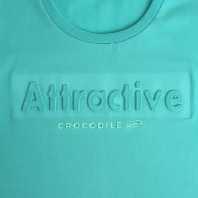 【Crocodile Junior 小鱷魚童裝】『小鱷魚童裝』立體鋼印文字T恤(產品編號 : C63403 -湖綠-大碼款)