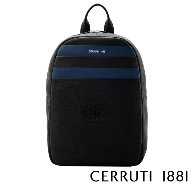 【Cerruti 1881】義大利原裝進口 頂級小牛皮後背包 CEZA06050M(黑色)