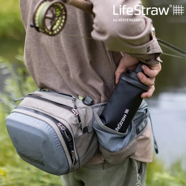 【LifeStraw】Peak 頂峰軟式水瓶 650ml｜深灰(過濾水瓶 可折疊擠壓 越野跑 登山健行 野外求生)