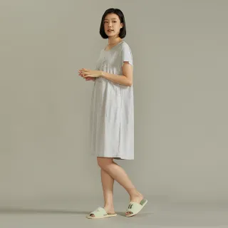 【YVONNE 以旺傢飾】竹纖維尤加利短袖洋裝(銀白灰)