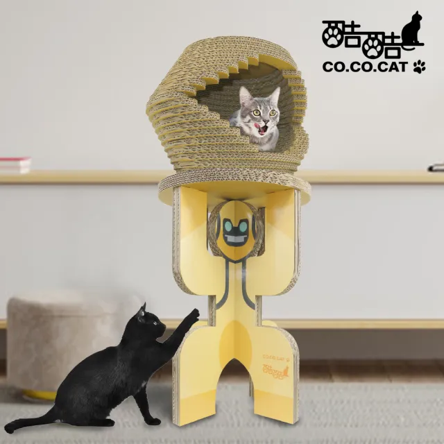 【Co.Co.Cat 酷酷貓】雪屋扛扛人-100%台灣製紙箱貓抓板3kg(小男孩/機器人-隨機不挑款)