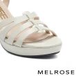 【MELROSE】美樂斯 質感簡約條帶牛皮美型高跟涼鞋(米)