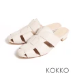 【KOKKO 集團】時尚編織漁夫微寬楦綿羊皮穆勒鞋(米色)