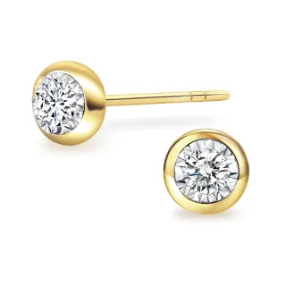 【King Star】黃18K金 天然鑽石耳環 輕奢泡泡(總視覺效果60分)