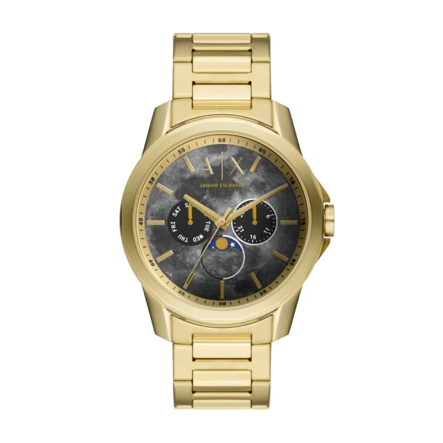 【A|X Armani Exchange】迷幻星月三眼計時腕錶-金(AX1737)