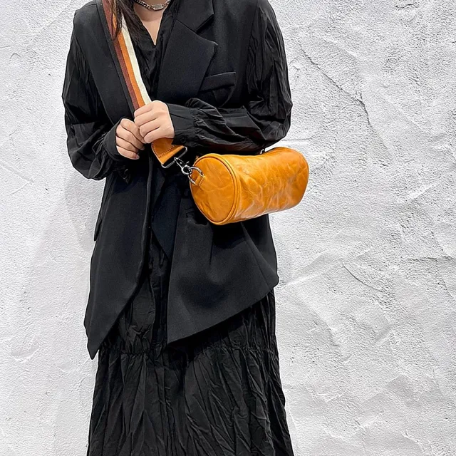 【巴黎精品】現貨+預購 真牛皮側背包真皮革單肩背包托特包手提包隨身女包包(牛皮復古百搭圓筒包4色a1ak57)