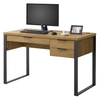 【AT HOME】4尺黃金橡木色三抽收納書桌/電腦桌/工作桌有USB 現代鄉村(雅博德)