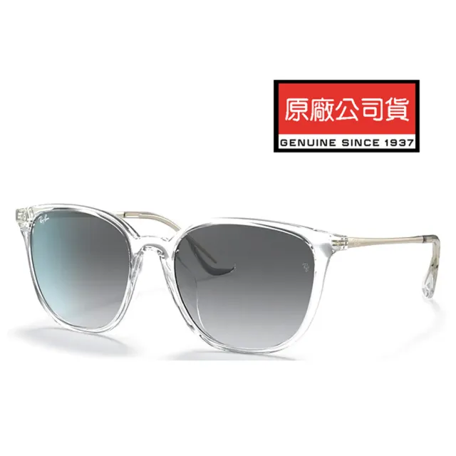 RayBan 雷朋】亞洲版時尚透明大鏡面太陽眼鏡RB4348D 644711 透明框漸層