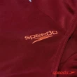 【SPEEDO】女 運動長袖連身泳裝(棕紅/條紋)