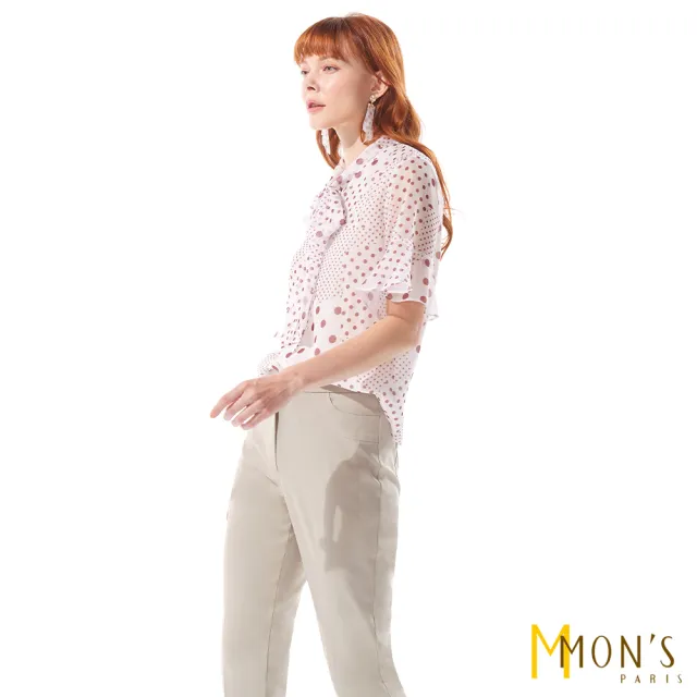 【MON’S】唯美絲紋波點傘袖上衣