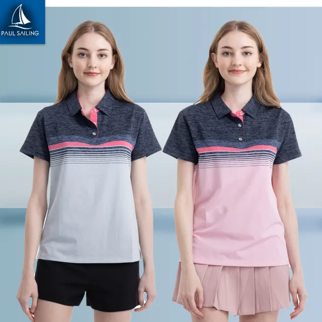 【PAUL SAILING】休閒運動吸濕排汗短袖POLO衫女(兩色)